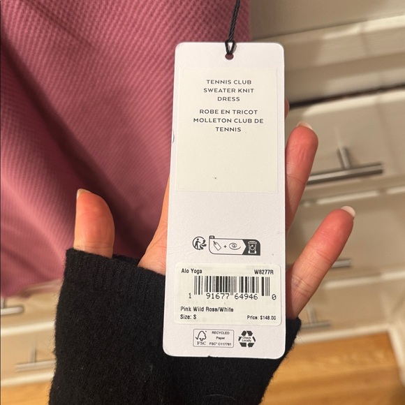 ALO Yoga Tennis Club Sweater Knit Dress size small pink wild rose - Picture 9 of 10